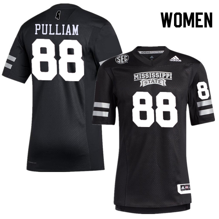 Women #88 Ethan Pulliam Mississippi State Bulldogs College Football Jerseys Stitched-Black